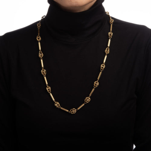 Collier Collier vintage à maillons fantaisie en or jaune 14 carats 58 Facettes G12257