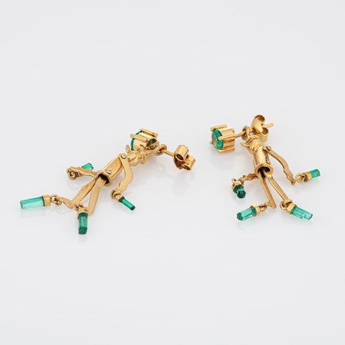 Boucles d'oreilles Boucles d’oreilles Pinocchio - Pendantes en or jaune 18 ct et émeraudes 58 Facettes