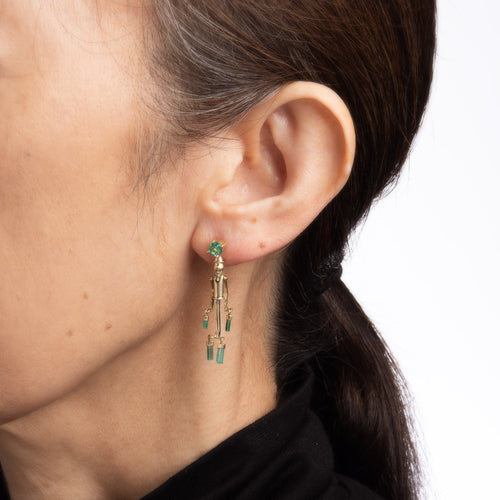 Boucles d'oreilles Boucles d’oreilles Pinocchio - Pendantes en or jaune 18 ct et émeraudes 58 Facettes