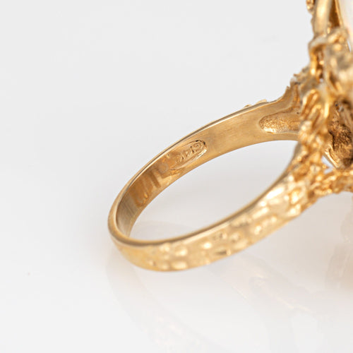 Bague 53.5 Vintage années 1970 - Bague papillon en or jaune 14k et opales 58 Facettes G12468