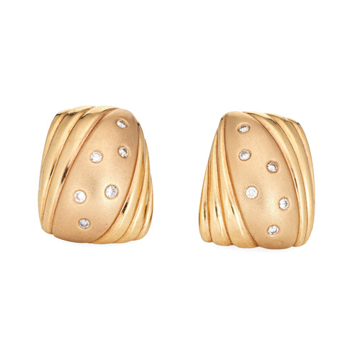 Boucles d'oreilles Boucles d'oreilles vintage années 1980 en or jaune 14 ct et diamants 58 Facettes G12622