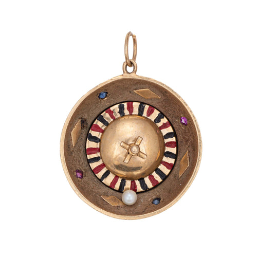 Pendentif Pendentif vintage - Charm roulette tournante en or jaune 14k 58 Facettes G12703