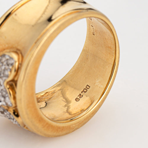 Bague Bague double cœur vintage en or jaune 18 carats et diamants 58 Facettes G13408