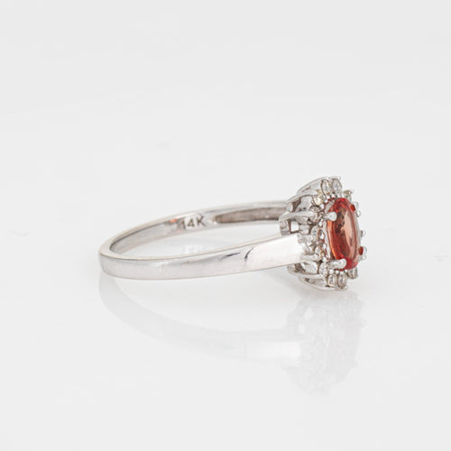 Bague 54 Bague princesse citrine orange et diamants en or blanc 14k, taille 7 58 Facettes G13476