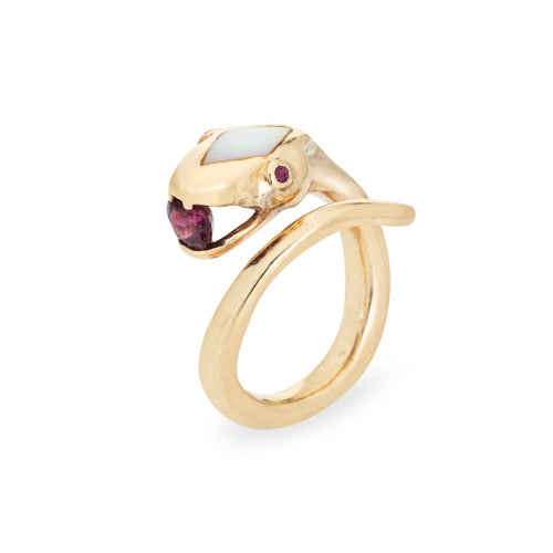 Bague 54 Bague serpent en or jaune 14 carats à rubellites 58 Facettes G13489