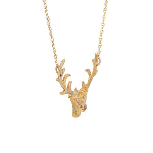 Collier Collier pendentif cerf - 14 carats or jaune et diamant, chaîne 48 cm 58 Facettes G13507