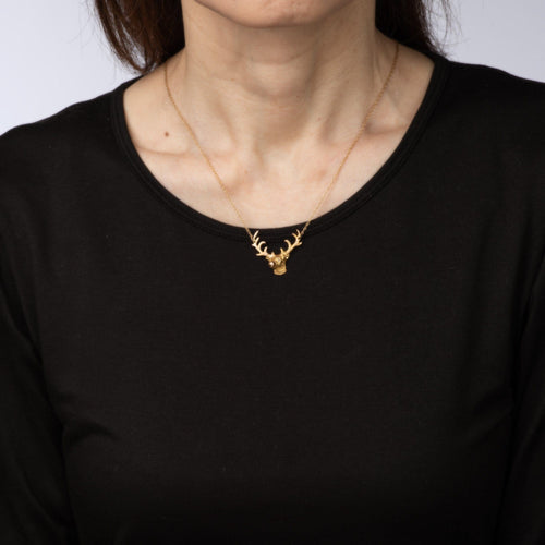 Collier Collier pendentif cerf - 14 carats or jaune et diamant, chaîne 48 cm 58 Facettes G13507
