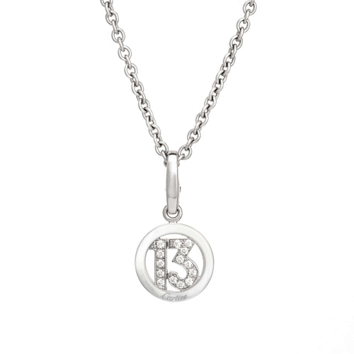 Collier Cartier - Collier avec pendentif « 13 » en or blanc 18k et diamants 58 Facettes G13512