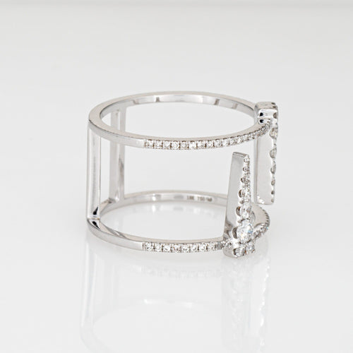 Bague 57 Icicle - Bague ouverte en or blanc 18 carats et diamants 58 Facettes G13620