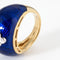 Bague Bague dôme vintage en or jaune 18k, émail bleu et diamants 58 Facettes G13650