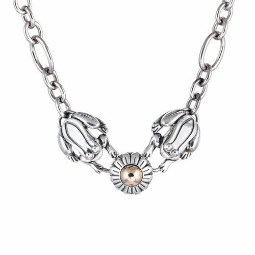 Collier Barry Kieselstein Cord - Collier ras-du-cou grenouilles en or jaune 14k et argent 58 Facettes G13684