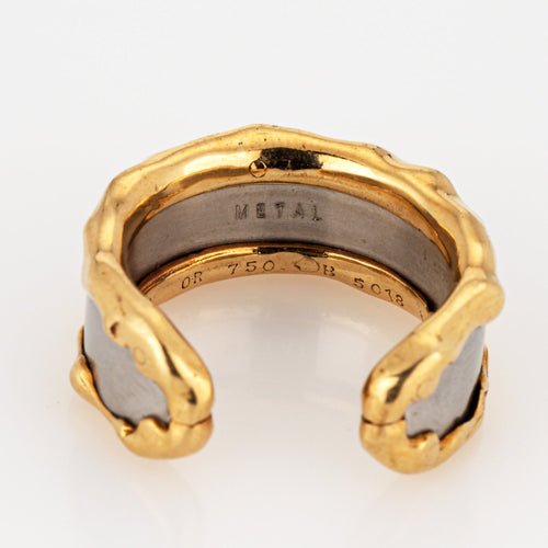 Bague 52 Van Cleef & Arpels - Bague jonc manchette vintage en or jaune 18k et acier 58 Facettes G13723