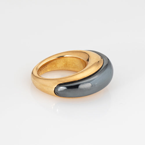 Bague 48 Van Cleef & Arpels - Bague dôme vintage en or jaune 18k et hématite 58 Facettes G13727