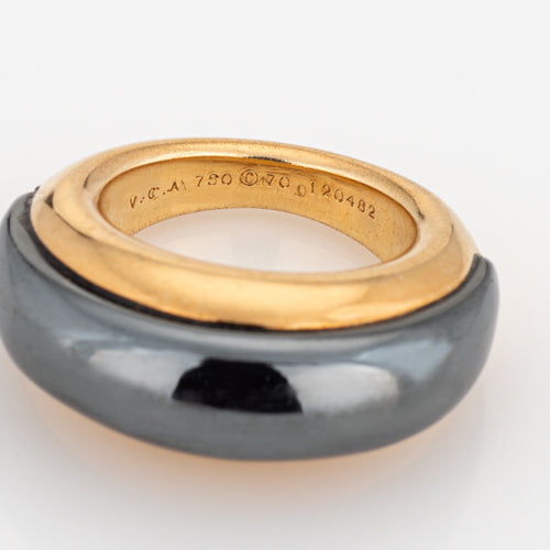 Bague 48 Van Cleef & Arpels - Bague dôme vintage en or jaune 18k et hématite 58 Facettes G13727