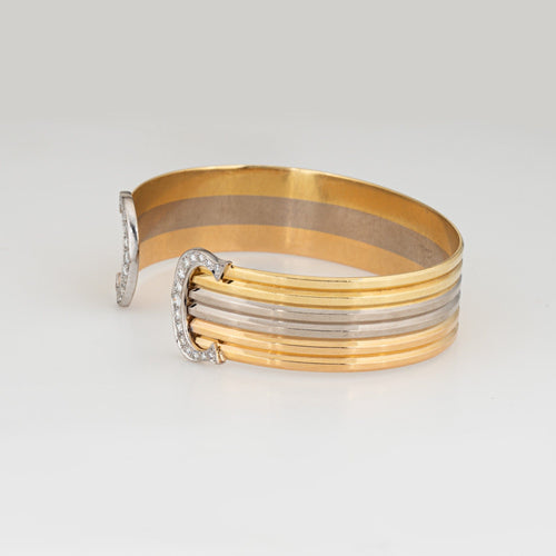 Bracelet Cartier C de Cartier - Bracelet manchette Double C en or tricolore et diamants 58 Facettes G13728