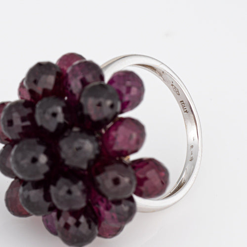 Bague 52 Bague cocktail vintage en or blanc 18 carats et grenats briolette 58 Facettes G13871