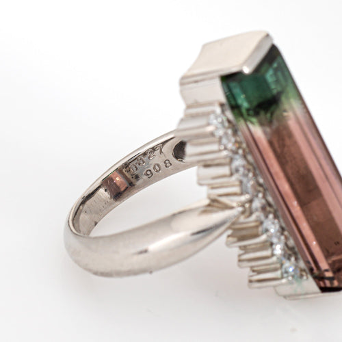 Bague 49 Bague en platine 900 avec tourmaline bicolore et diamants 58 Facettes G13922