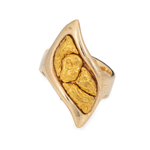 Bague 57 Bague pépite - Bague en or jaune 14 carats 58 Facettes G13937
