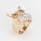 Bague Bague hibou vintage en or jaune 14k, diamants et émeraudes 58 Facettes G13999