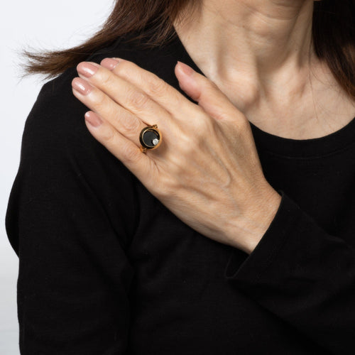 Bague 49 A Castelo - Bague spinner vintage en or jaune 18 carats et diamant 58 Facettes G14028