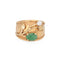 Bague 59 Bague feuille vintage en or jaune 18 carats, jade et perle 58 Facettes G14036