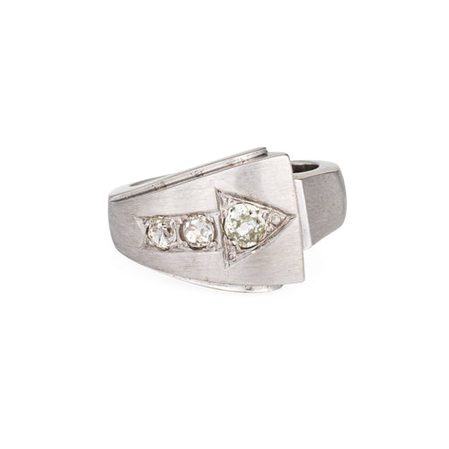 Bague 53 Bague flèche vintage en or blanc 14 carats et diamants 58 Facettes G14040