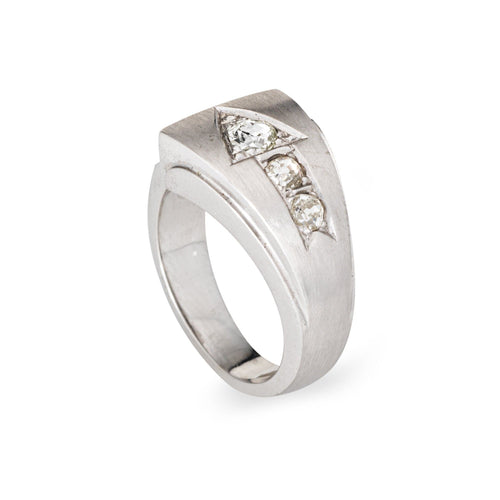 Bague 53 Bague flèche vintage en or blanc 14 carats et diamants 58 Facettes G14040