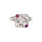 Bague 54.5 Art déco - Bague carrée en platine 900 avec diamants et rubis 58 Facettes G14072