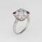 Bague 54.5 Art déco - Bague carrée en platine 900 avec diamants et rubis 58 Facettes G14072