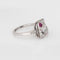 Bague 54.5 Art déco - Bague carrée en platine 900 avec diamants et rubis 58 Facettes G14072