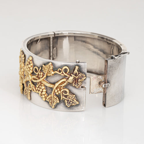 Bracelet Ilias Lalaounis - Bracelet manchette feuille de vigne en argent et or jaune 18 carats 58 Facettes G14121