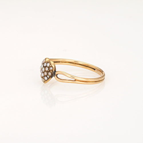 Bague 56 Bague cœur victorienne ancienne en or jaune 18 ct et perles 58 Facettes G14131