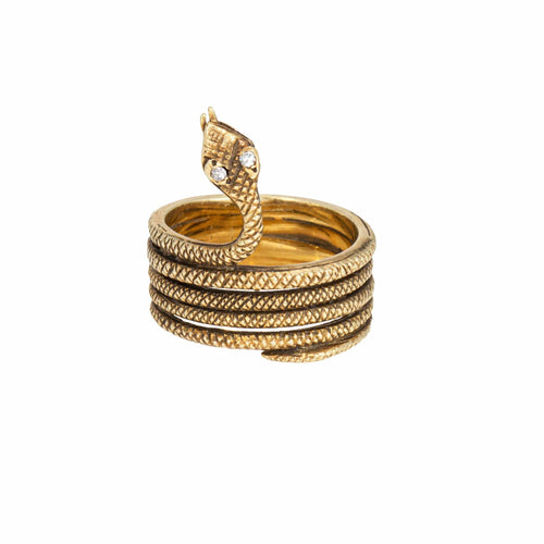 Bague Bague serpent vintage en or jaune 18 carats et diamants 58 Facettes G14136