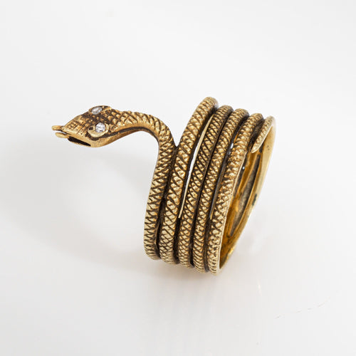 Bague Bague serpent vintage en or jaune 18 carats et diamants 58 Facettes G14136