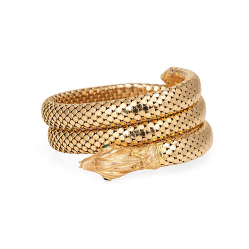 Bracelet Bracelet serpent victorien en or jaune 18k aux pierres vertes 58 Facettes G14172