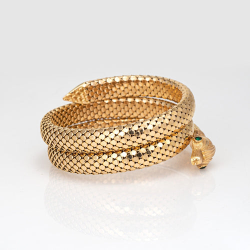 Bracelet Bracelet serpent victorien en or jaune 18k aux pierres vertes 58 Facettes G14172