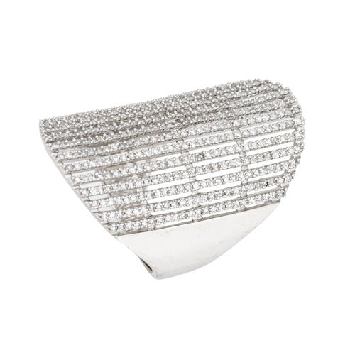 Bague 57 Bague cocktail extra-large en or blanc 14 carats et diamants 2,80 ct 58 Facettes G14177