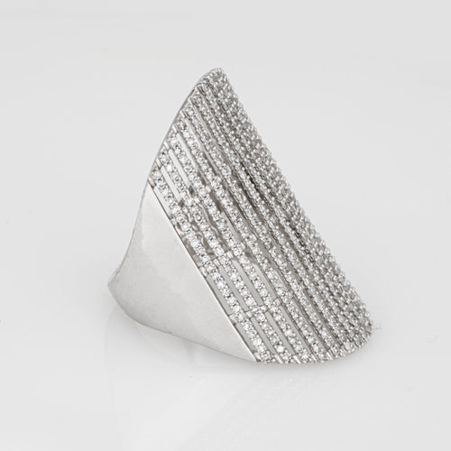 Bague 57 Bague cocktail extra-large en or blanc 14 carats et diamants 2,80 ct 58 Facettes G14177