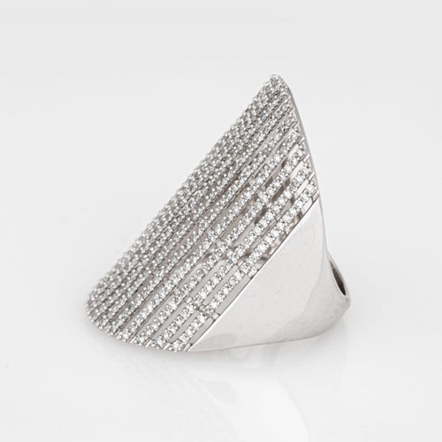 Bague 57 Bague cocktail extra-large en or blanc 14 carats et diamants 2,80 ct 58 Facettes G14177