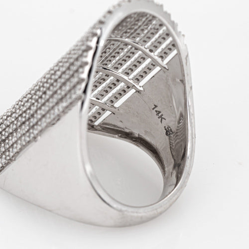 Bague 57 Bague cocktail extra-large en or blanc 14 carats et diamants 2,80 ct 58 Facettes G14177