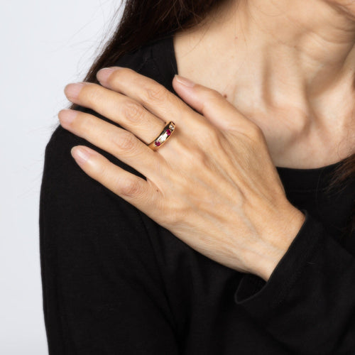 Bague 54 Bague vintage en or jaune 14 carats, rubis et diamants 58 Facettes G14180