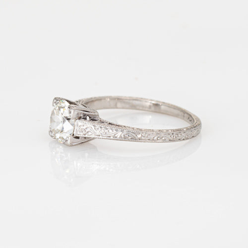 Bague 57 Bague Art déco vintage en platine 900 avec diamant 0,89 ct 58 Facettes G14181