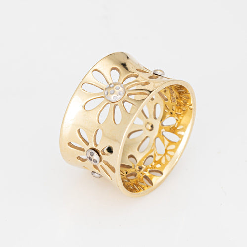 Bague 51 Bague vintage large tournesol en or jaune 14 carats 58 Facettes G14187