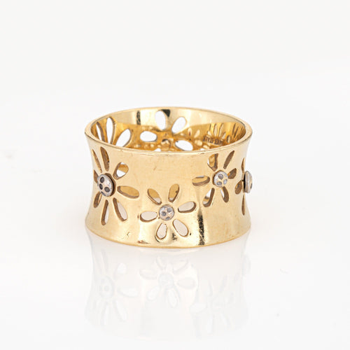 Bague 51 Bague vintage large tournesol en or jaune 14 carats 58 Facettes G14187