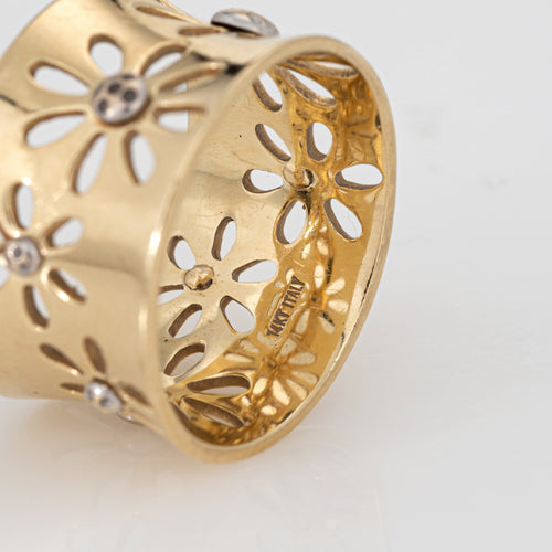 Bague 51 Bague vintage large tournesol en or jaune 14 carats 58 Facettes G14187