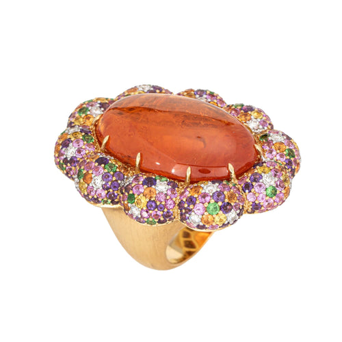 Bague 52 Margot McKinney - Bague cocktail en or jaune 18 carats, diamants et saphirs 58 Facettes G14194