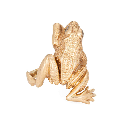 Bague 54 Bague grenouille vintage en or jaune 14 carats et diamants 58 Facettes G14210