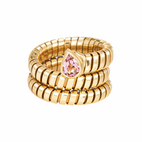 Bague Bulgari Serpenti Tubogas - Bague en or jaune et tourmaline rose 58 Facettes G14214