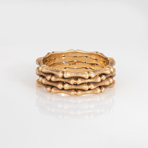 Bague Bague jonc bambou vintage des années 1970 en or jaune 14k 58 Facettes G14224