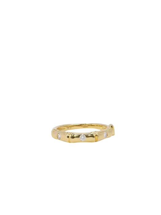 KORLOFF - Anillo de bambú en oro amarillo con diamantes